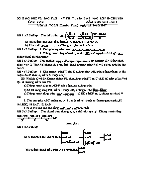 Tổng hợp đề thi vào Lớp 10 THPT môn Toán các tỉnh thành - Năm học 2016-2017